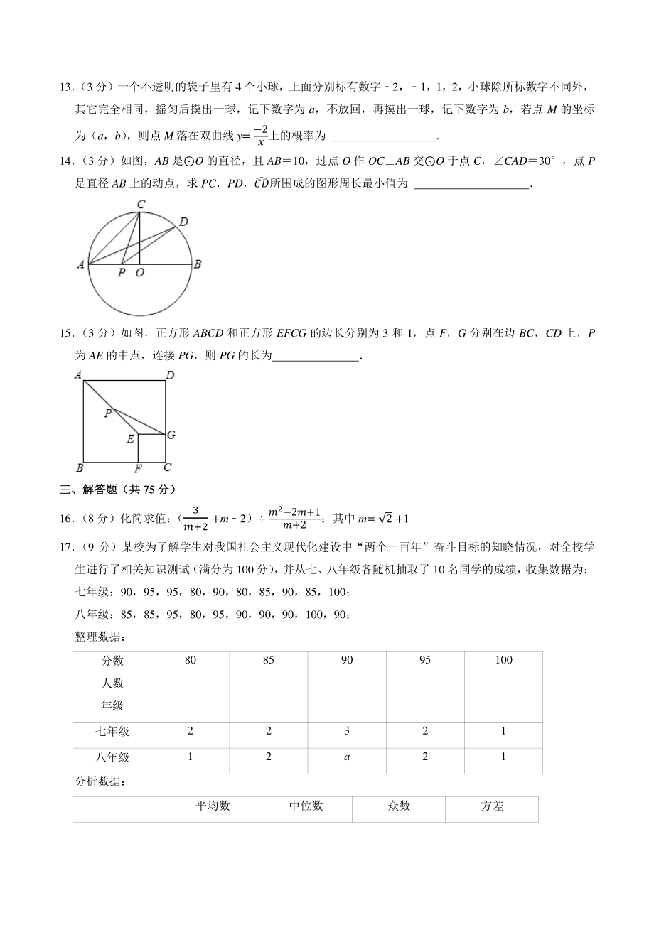 2021年河南省南阳市邓州市中考数学一模试卷（含答案解析）_第3页