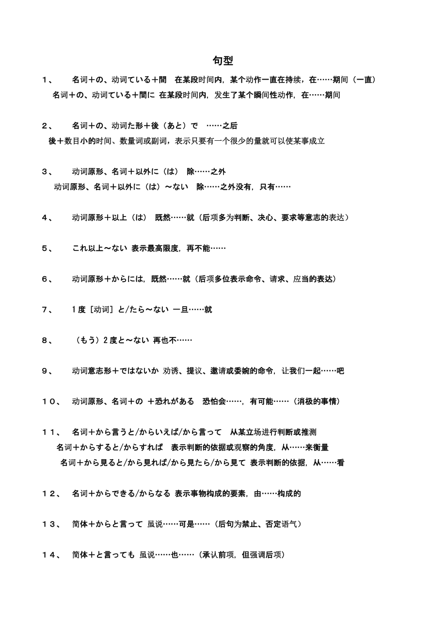 《句型》知识点素材—2022届高中日语第一轮复习提纲_第1页