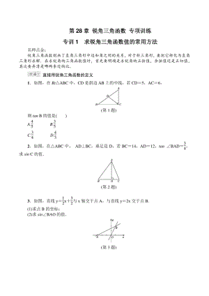 第28章锐角三角函数 专项训练（1）含答案
