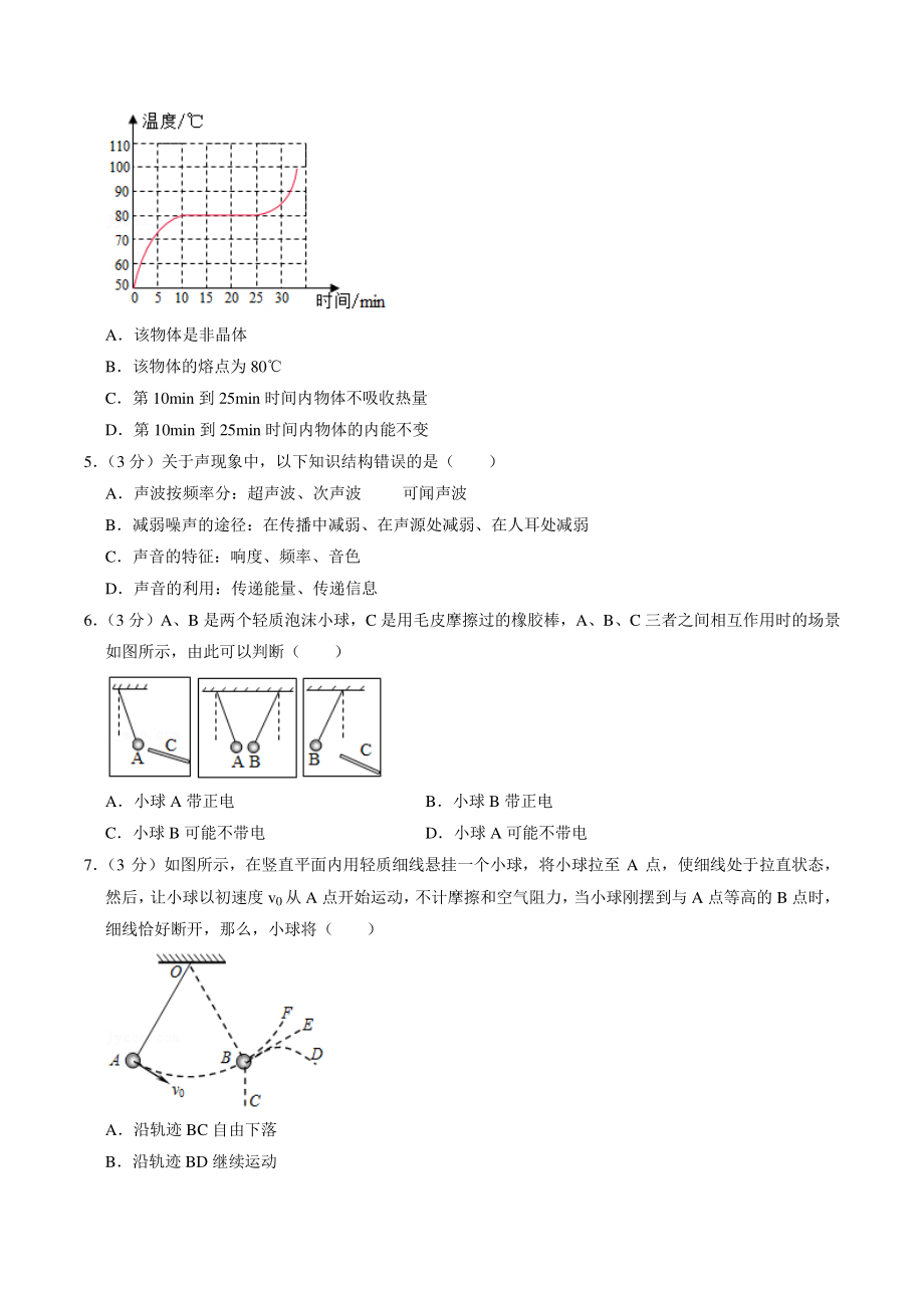 2021年湖南省衡阳市成龙大联考中考模拟物理试卷（含答案解析）_第2页