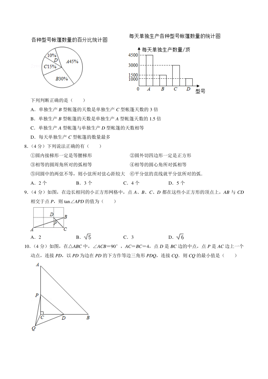 2021年安徽省万友名校大联考中考模拟数学试卷（含答案解析）_第2页