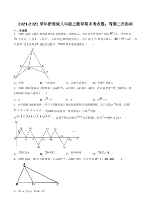 2021-2022学年浙教版八年级上数学期末考点题：等腰三角形问题（含答案解析）