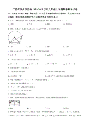 江苏省徐州市沛县2021-2022学年九年级上期中数学试题（含答案解析）