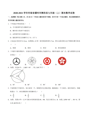 河南省漯河市舞阳县2020-2021学年九年级上期末数学试卷（含答案解析）