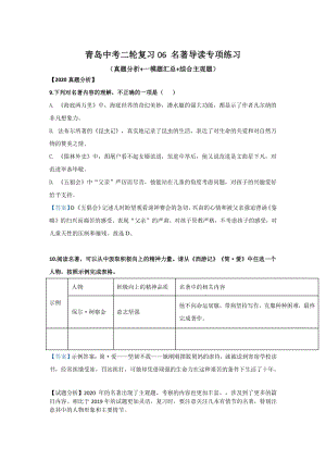 山东省青岛市2021年中考语文二轮专项复习06：名著导读专项练习（含答案）
