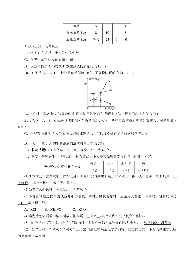2021年贵州省遵义市中考化学全真模拟试卷（3）含答案_第3页