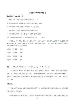 山东省青岛市2021年中考语文二轮专项复习01：字音字形词语练习（含答案）