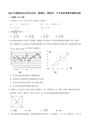 湖南省长沙市长沙县、望城区、浏阳市、宁乡市2021届高三下学期3月调研考试数学试题（含答案解析）