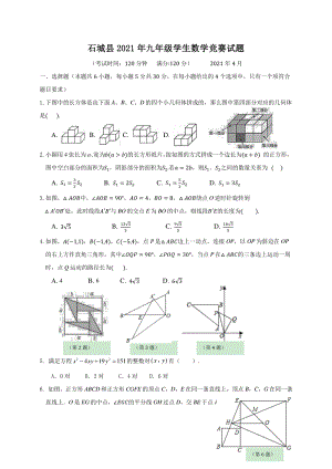 江西省赣州市石城县2020-2021学年九年级4月学生竞赛数学试题（含答案）