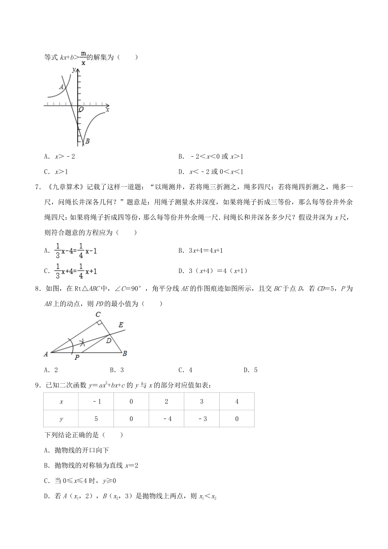 2021年河南省重点中学大联考中考数学第二次模拟试卷（4月份）_第2页