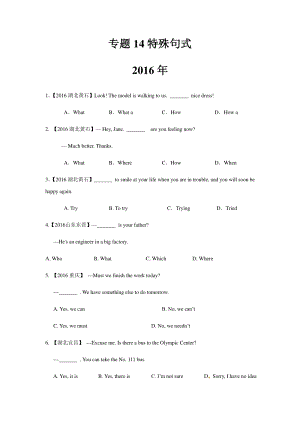 5年（2016-2020）中考英语试题分项详解(全国版)14 特殊句式