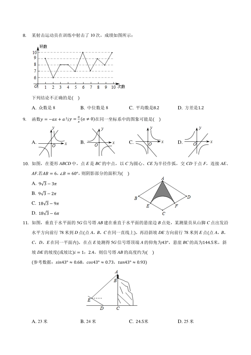 2021年河南省名校中考数学一模试卷（4）含答案解析_第2页