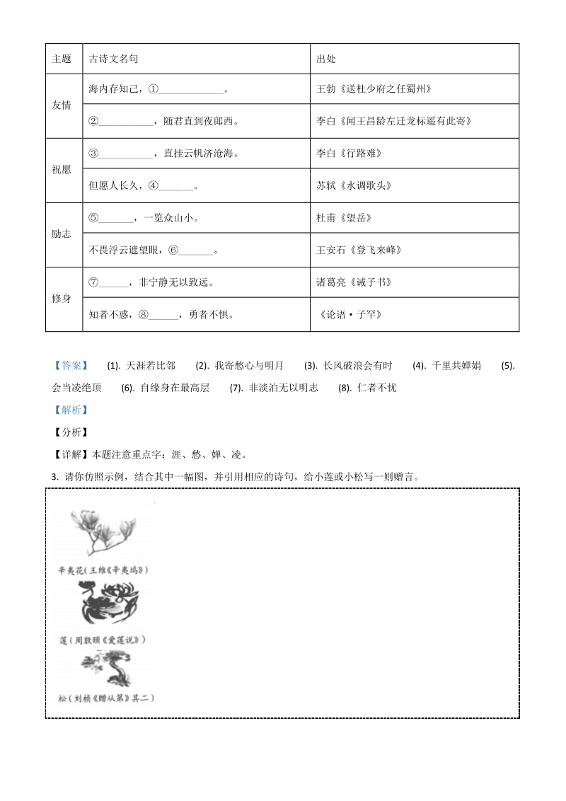 2021年浙江省温州市龙湾区中考一模语文试题（含答案详解）_第2页