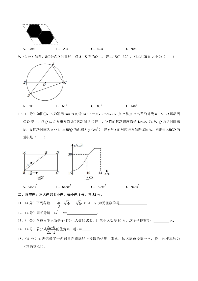 2021年甘肃省平凉市中考数学模拟试卷（含答案详解）_第2页