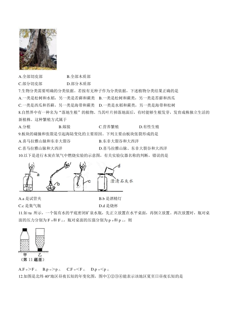 2021年浙江省杭州市中考科学试题（含答案）_第2页