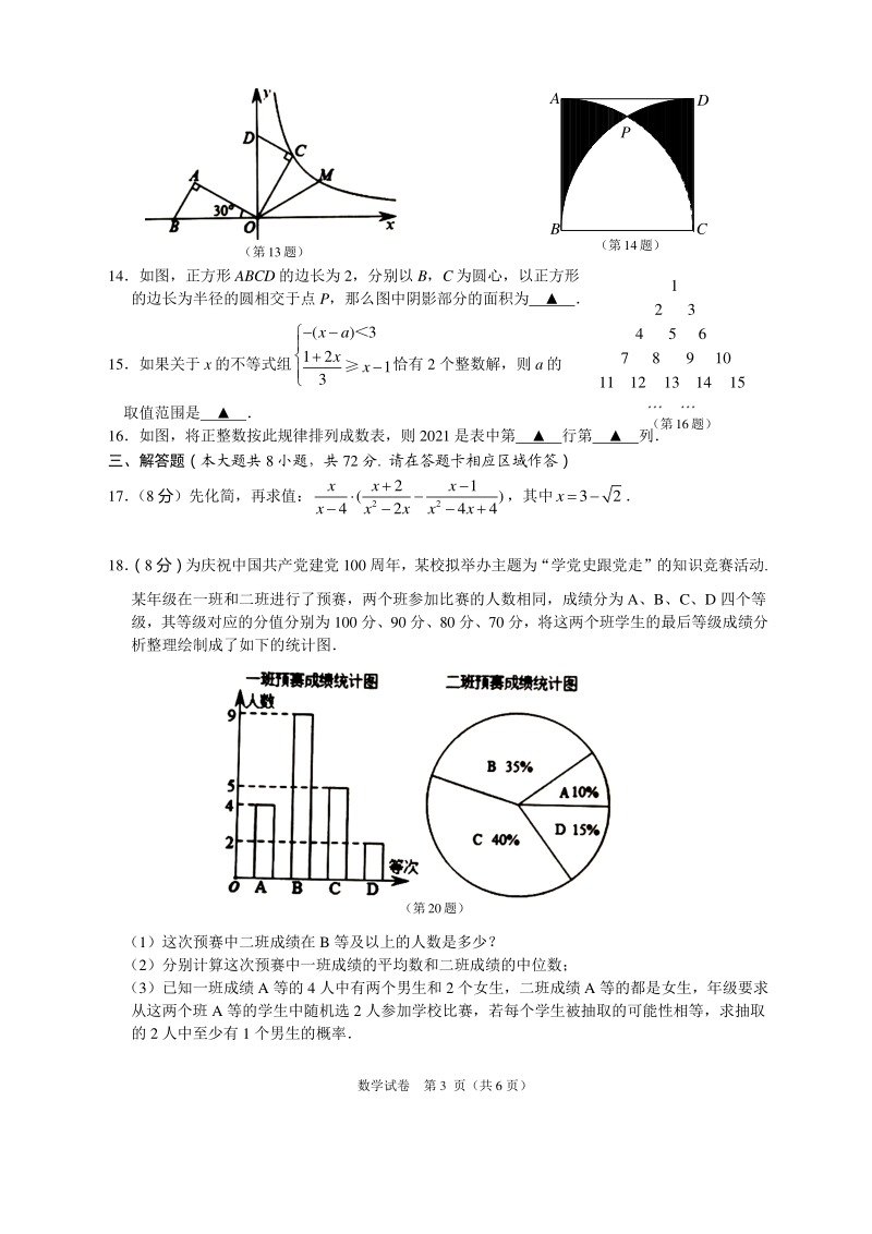 2021年湖北省荆门市中考数学真题（含答案）_第3页