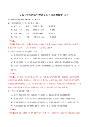 2021年江西省中考语文5月自查摸底卷（3）含答案解析