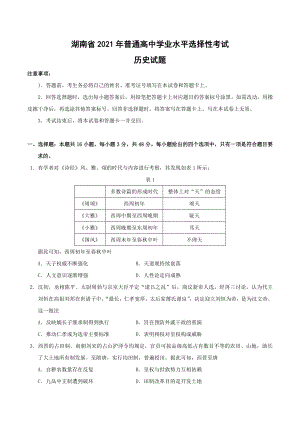 2021年湖南省普通高中学业水平选择性考试历史试题（含答案）