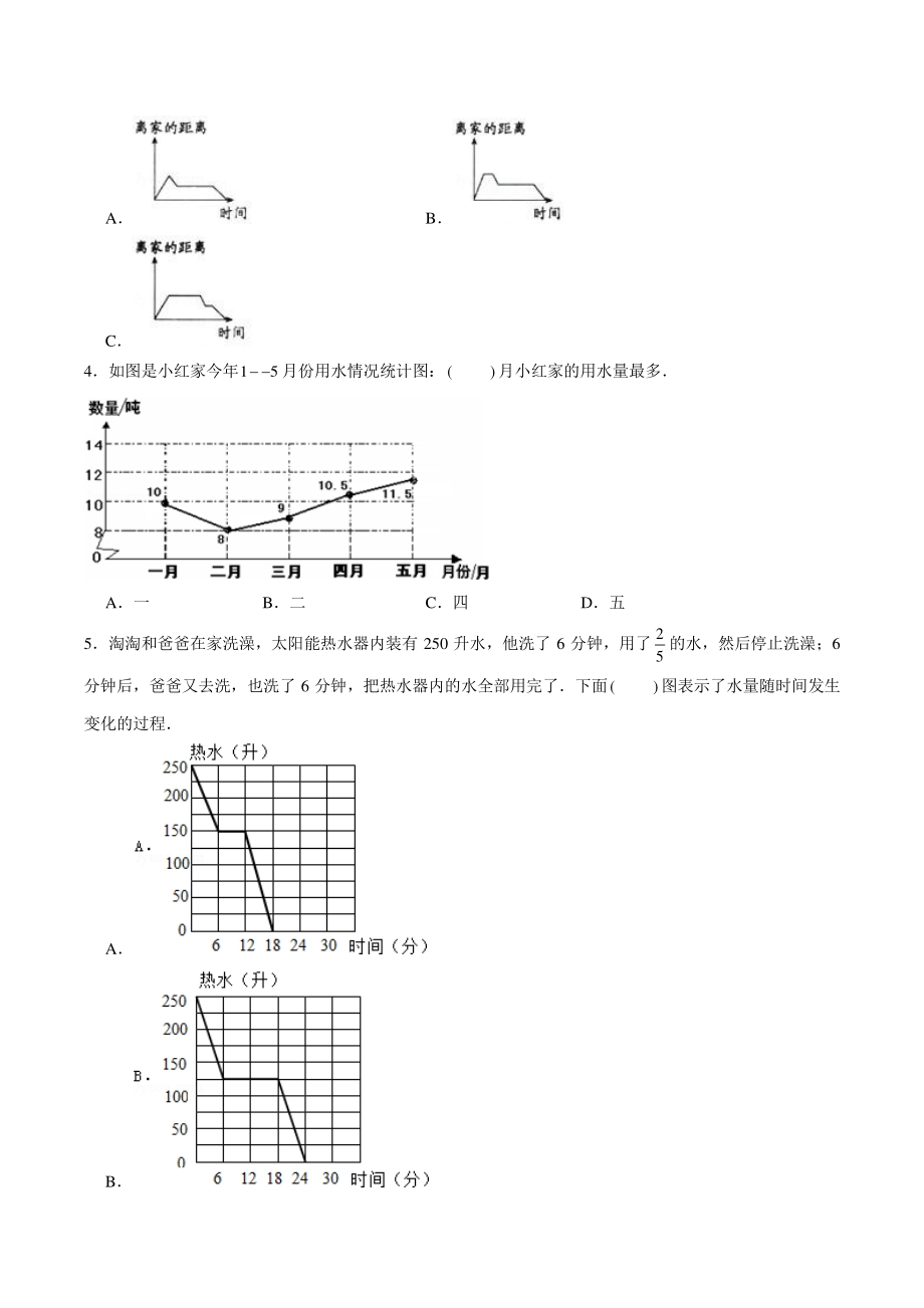 2021年苏教版五年级数学下册《第二单元 折线统计图》单元测试B卷（含答案）_第2页