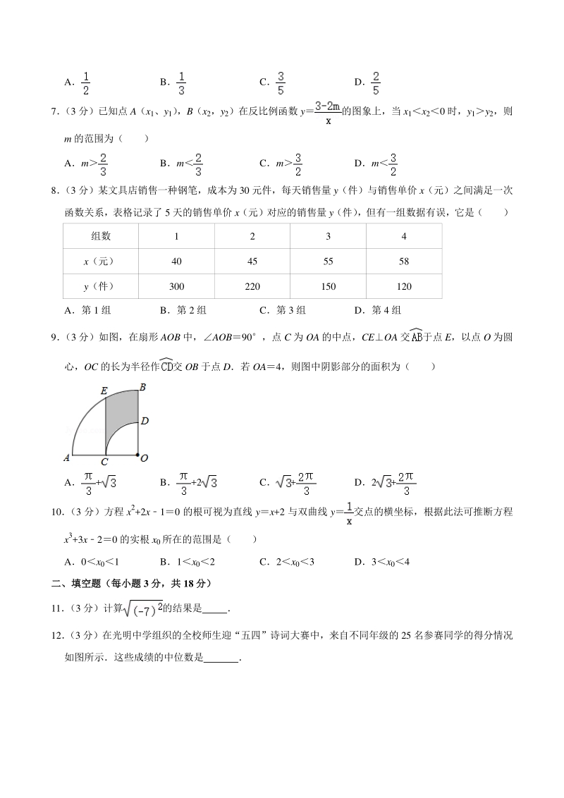 2021年湖北省武汉市名校中考数学模拟试卷（一）含答案详解_第2页
