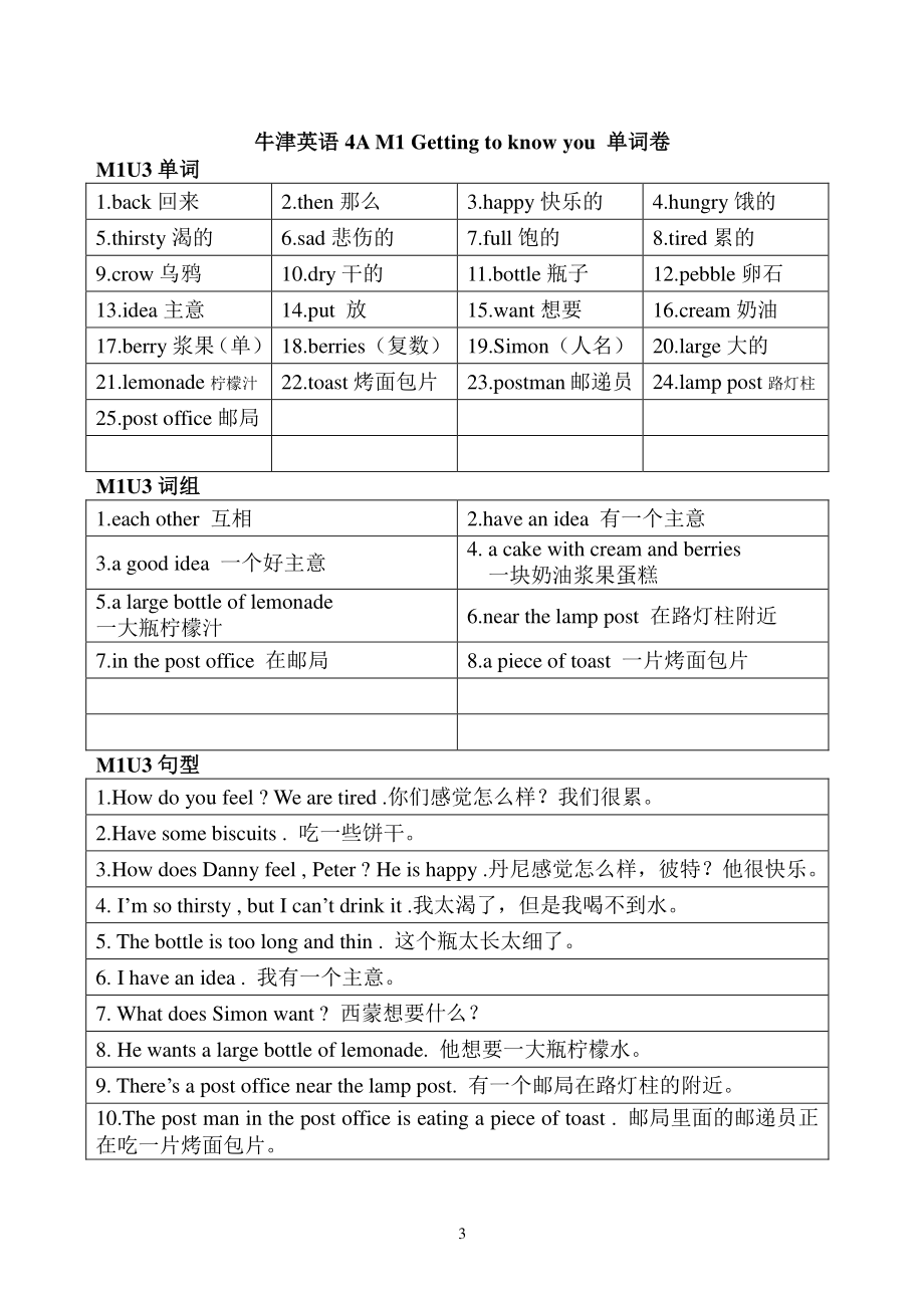 2021年上海版牛津英语（试用版）4A全册单词+词组+句型_第3页