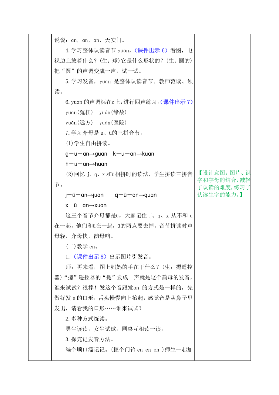 2021部编版一年级上《汉语拼音12 ɑn en in un ün》教学设计+课堂作业（含答案）_第3页