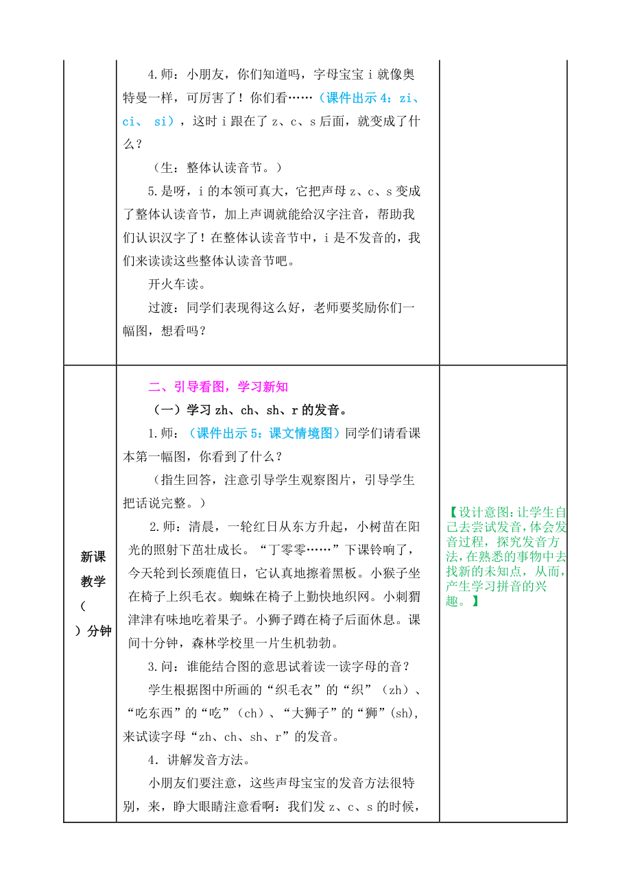 2021部编版一年级上《汉语拼音8 zh ch sh r》教学设计+课堂作业（含答案）_第2页