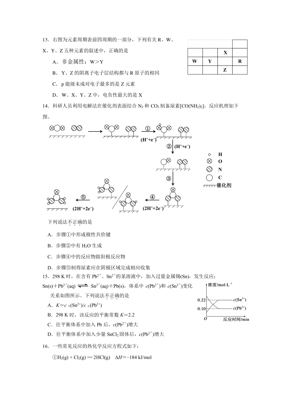2022年1月北京市昌平区高二期末化学试题（含答案）_第3页