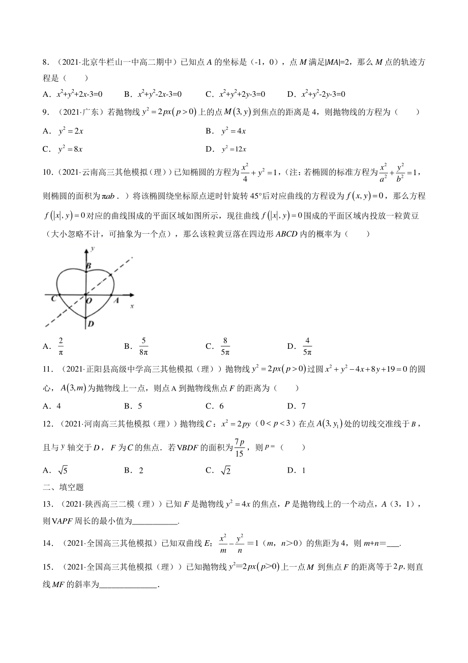 2022年高考数学理科一轮复习《解析几何》模块综合练习（含答案解析）_第2页