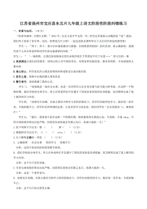 江苏省扬州市宝应县东北片2022-2023学年九年级上阶段性阶段纠错练习卷语文试卷（含答案）