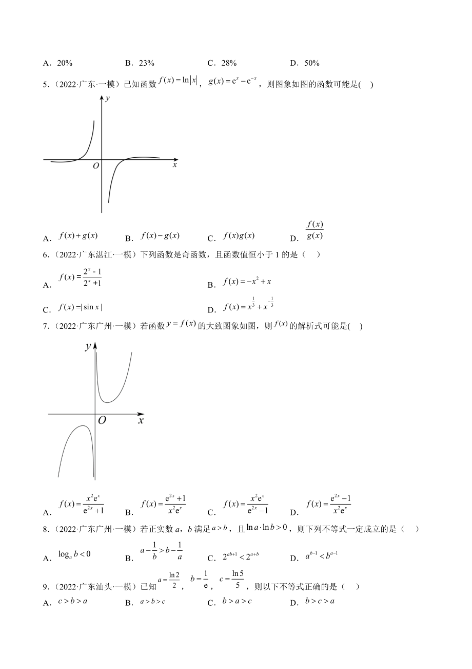 2022届广东省高三数学一轮复习专题03：函数（含答案）_第2页