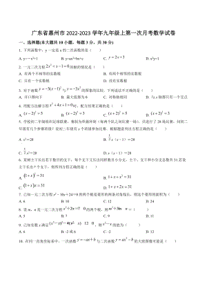 广东省惠州市2022-2023学年九年级上第一次月考数学试卷（含答案解析）