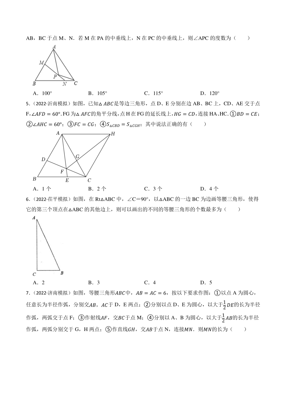 专题17 三角形（含答案解析）2023年山东省中考数学一轮复习专题训练_第2页