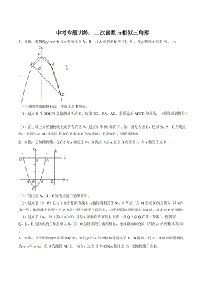 2023年中考数学专题训练：二次函数与相似三角形（含答案解析）
