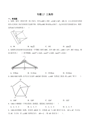 2023年福建省中考数学一轮复习专题训练17：三角形（含答案解析）