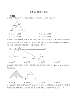 2023年湖北省中考数学一轮复习专题训练21：图形的相似（含答案解析）