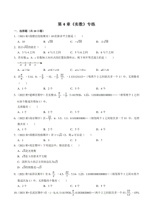 第4章《实数》专题练习（含答案解析）2022-2023学年江苏省南京市八年级数学上册