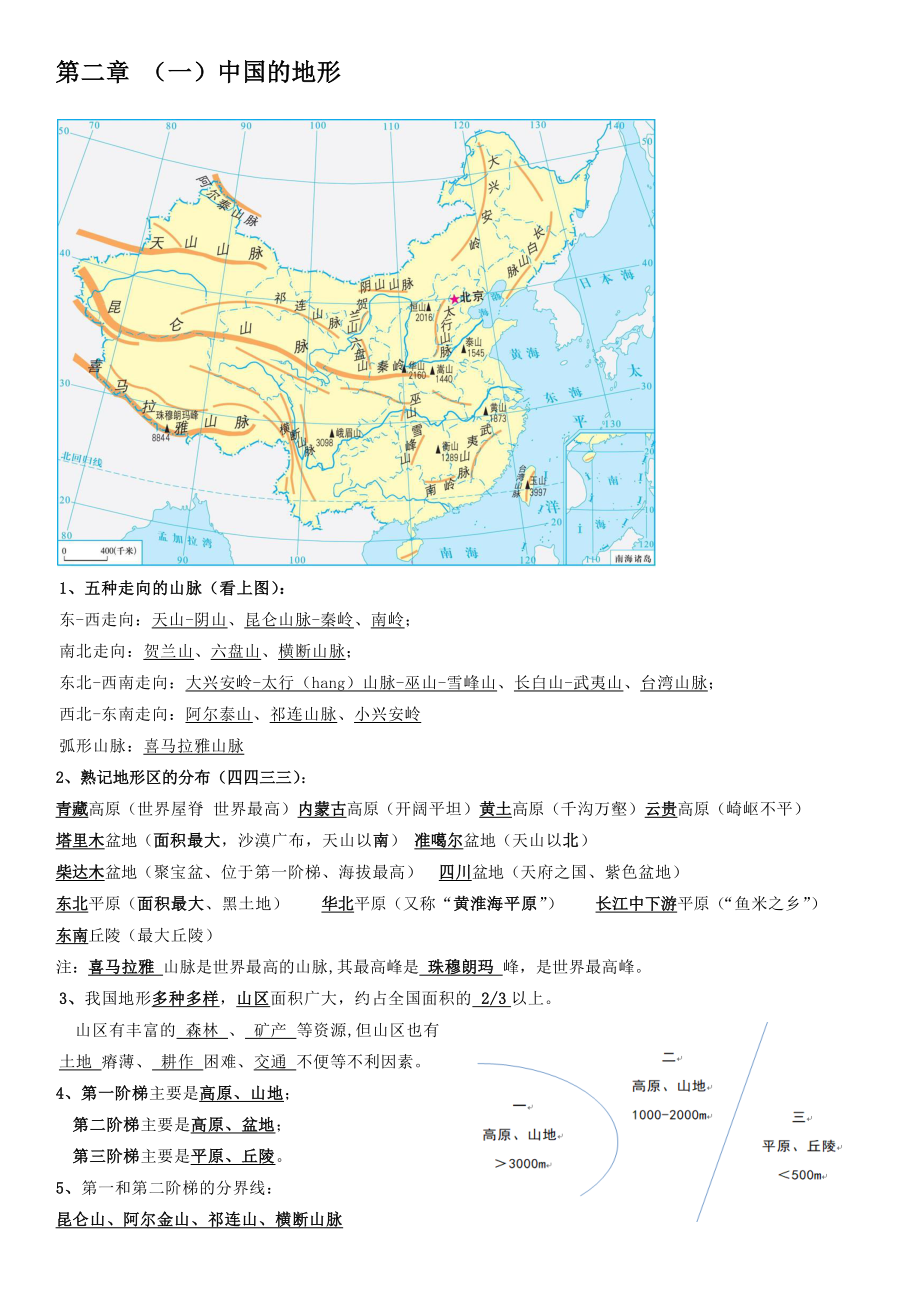 2022-2023学年湘教版八年级上地理全册复习提纲_第3页