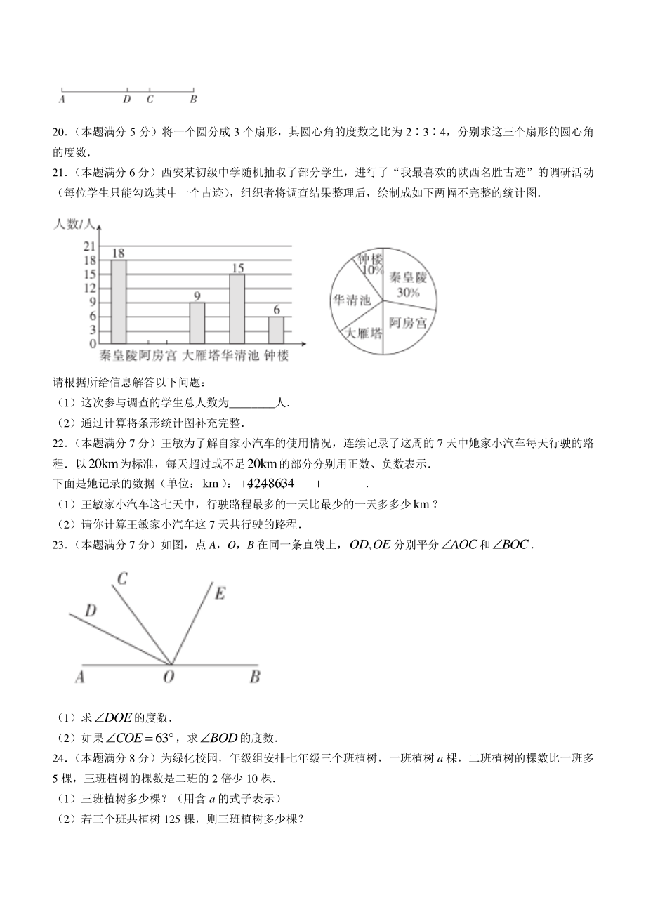 陕西省西安市莲湖区2021-2022学年七年级上期末数学试题（含答案）_第3页