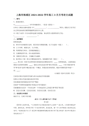 上海市杨浦区2021-2022学年高三3月月考语文试题（含答案）