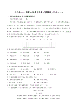 湖南省永州市宁远县2022年初中学业水平考试模拟语文试卷（一）含答案