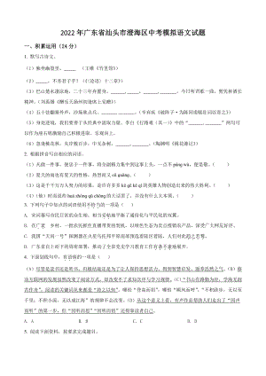 2022年广东省汕头市澄海区中考模拟语文试题（含答案解析）