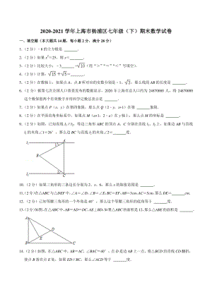 2020-2021学年上海市杨浦区七年级下期末数学试卷（含答案详解）