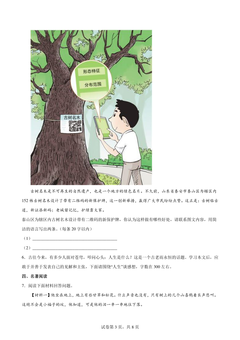 2022年江苏省苏州市中考语文练习试题（含答案）_第3页