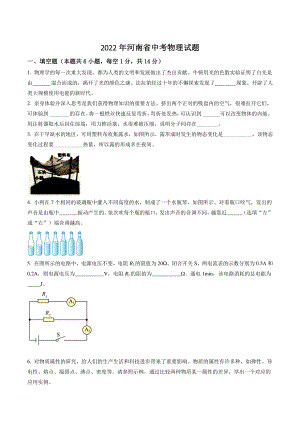 2022年河南省中考物理试卷（含答案解析）