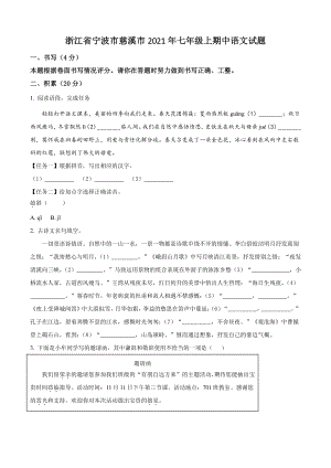 浙江省宁波市慈溪市2021年七年级上期中语文试卷（含答案解析）