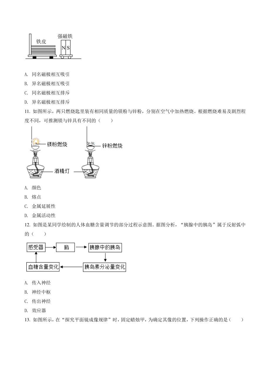 2022年浙江省温州市中考科学试题（含答案解析）_第3页