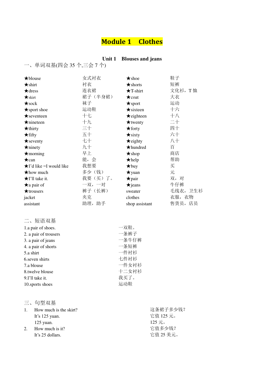 2022年教科版（广州）四年级上英语全册单元要点_第1页