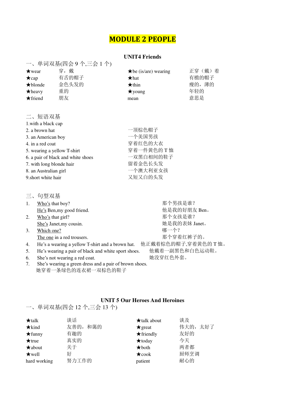 2022年教科版（广州）四年级上英语全册单元要点_第3页