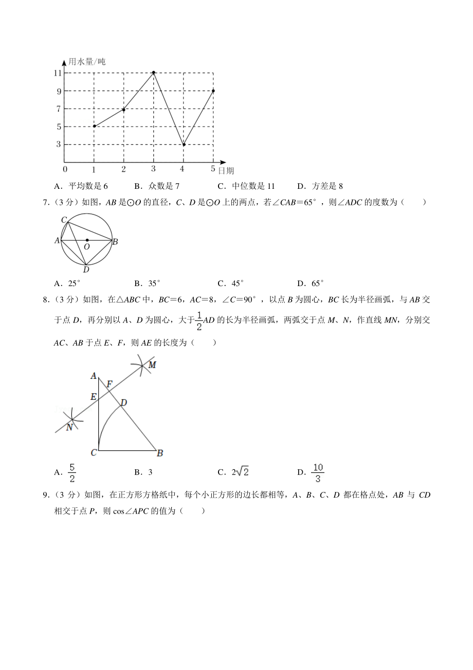 2022年四川省广元市中考数学试卷（含答案解析）_第2页